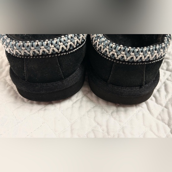 Authentic Kids’ Tasman UGG Black Suede Slip-Ons with Embroidered Trim - Picture 6 of 10